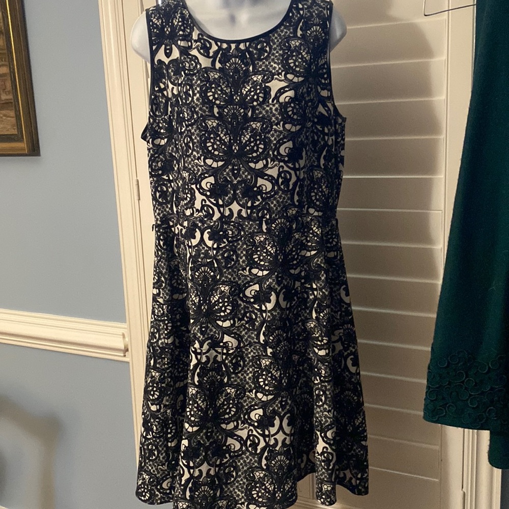 Calvin Klein Black and White Fit and Flare Dress Size 12